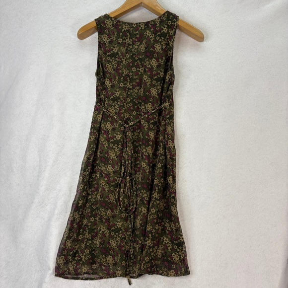 Converse One Star Womens Small Green Floral Dress Sleeveless Summer Dress 90's - Picture 6 of 6